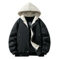 thumbnail image 1 of Rutainlusire Mens Fashion Casual Hooded Puffer Jackets Cotton Jackets Men's Solid Color Thick Long Sleeved Hooded Fake Two-piece Thick Coat, 1 of 5