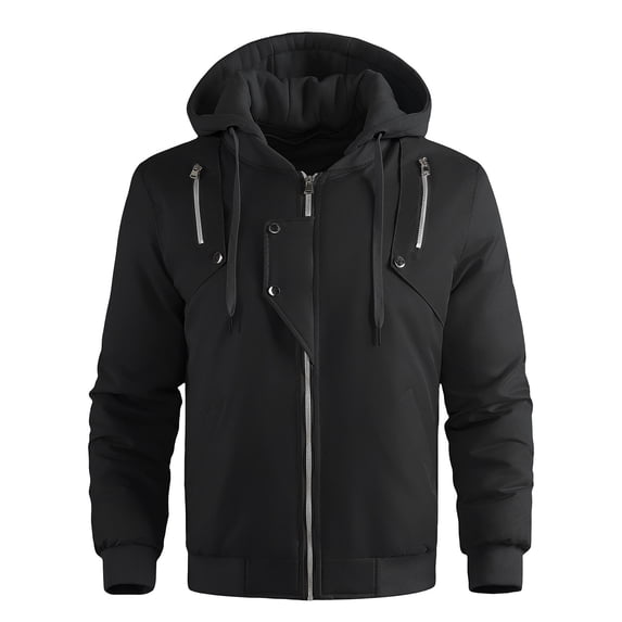 Rutainlusire Mens Fashion Hooded Windbreaker Jackets 2025 Men's Solid Color Outdoor Climb Sport Run Pocket Zipper Long Sleeved Jackets