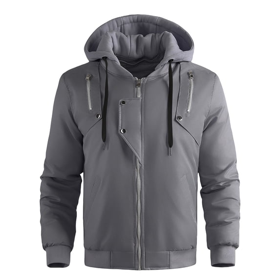 Rutainlusire Mens Fashion Hooded Windbreaker Jackets 2025 Men's Solid Color Outdoor Climb Sport Run Pocket Zipper Long Sleeved Jackets