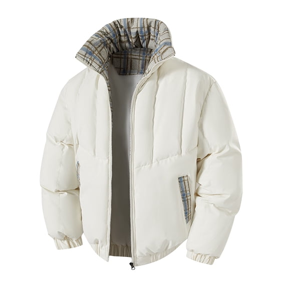 Rutainlusire Mens Fashion Solid Color Warm Puffer Jackets Men's Casual And Fashionable Solid Color Pattern Long Sleeved Hooded Button Pocket Jackets