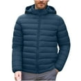 thumbnail image 1 of Rutainlusire Mens Fashion Trendy Warm Hooded Puffer Jackets 2026 Men's Jacket Solid Color Long Sleeved Multi Pocket Multifunctional Warm Windproof Casual Travel Jacket, 1 of 5
