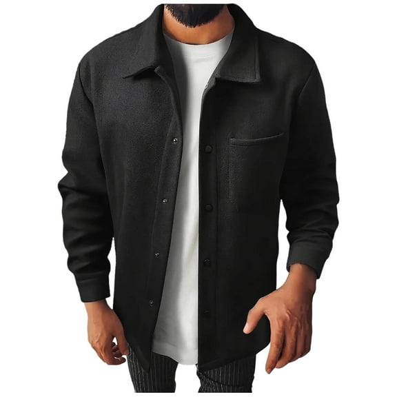 Rutainlusire Mens Trendy Casual Buttoned Comfy Shirts Jackets Men's Base Shirt Casual Pocket Loose Brushed Long Sleeved Jacket