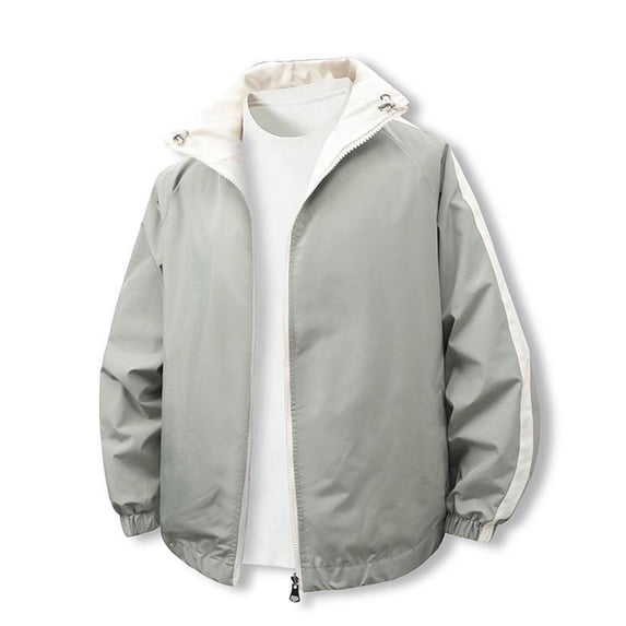 Rutainlusire Mens Trendy Casual Sports Comfy Jackets Fall Winter Men's Solid Color Double-sided Long Sleeved Stand Up Collar Zipper Cardigan Jacket