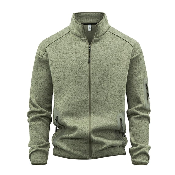 Rutainlusire Mens Trendy Comfy Zip Up Jackets 2025 Fall Winter Men's Casual And Fashionable Solid Color Long Sleeved Stand Collar Zipper Pocket Blouse/Shirt