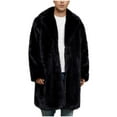 thumbnail image 1 of Rutainlusire Mens Trendy Fashion Casual Faux Furry Lapel Cardigan Jackets 2025 Fall Winter Mens Warm Faux Furry Long Coat Jacket Winter Solid Turn Down Collar Outerwear, 1 of 6