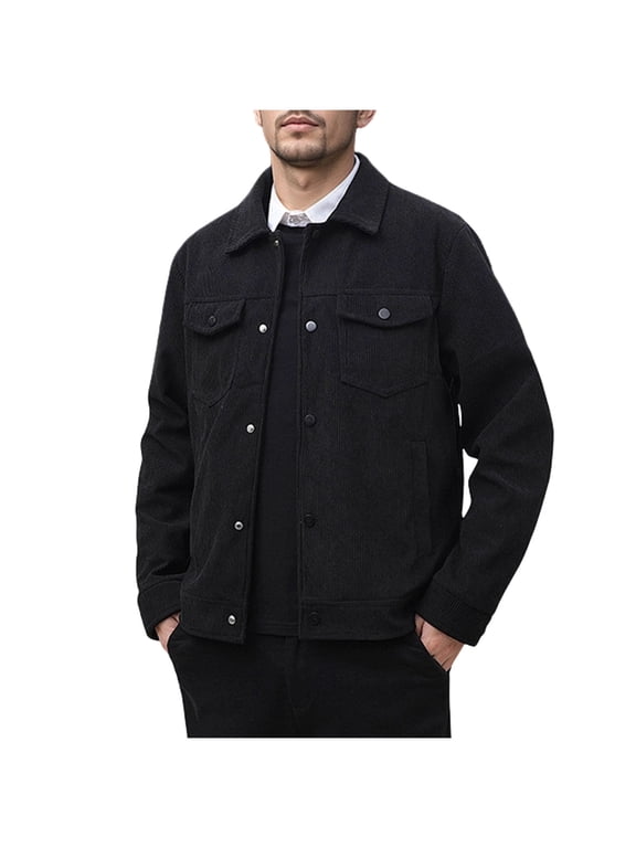 Mens Trendy Lapel Comfy Corduroy Truck Jackets 2025 Men's Corduroy Solid Color Outdoor Climb Pocket Long Sleeve Jackets