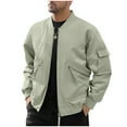 thumbnail image 1 of Rutainlusire Mens Trendy Solid Color Comfy Cargo Jackets 2025 Men's Solid Color Long Sleeved Stand Up Collar Zipper Cardigan Workwear Jacket, 1 of 4