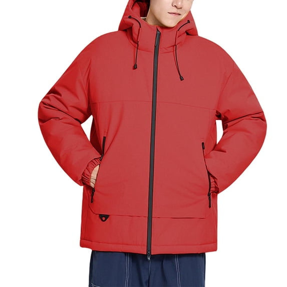 Rutainlusire Mens Trendy Warm Casual Hooded Puffer Jackets Men's Solid Color Outdoor Climb Sport Run Pocket Zipper Long Sleeved Jackets