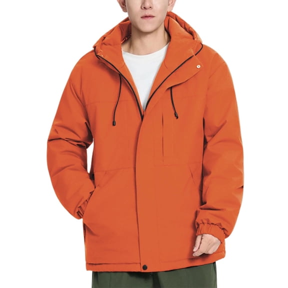 Rutainlusire Mens Trendy Warm Casual Windproof Hooded Puffer Jackets Men's Solid Color Outdoor Climb Sport Run Pocket Zipper Long Sleeved Jackets