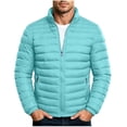 thumbnail image 1 of Rutainlusire Mens Trendy Warm Puffer Jackets Cotton Jackets Men's Solid Color Long Sleeved Zipper Outerwears, 1 of 5