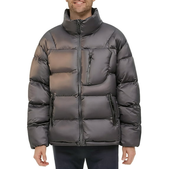 Rutainlusire Mens Trendy Winter Warm Puffer Jackets 2025 Men's Casual Top Solid Color Warm Jacket Stand Up Collar Fashionable Sports Zipper Top Men's Long Sleeved Cotton Jacket