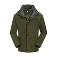 thumbnail image 1 of Rutainlusire Mens Windbreaker jacket Men's Solid Color Outdoor Pocket Zipper Long Sleeved Layer Suit Workwear Hooded Jacket, 1 of 4