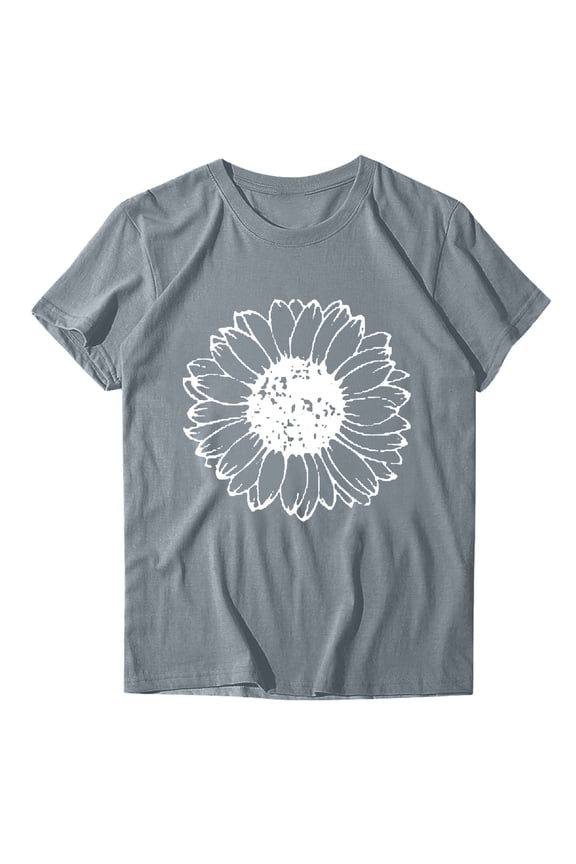 Brilliant Women Tops Women's Crewneck Printed Short Sleeve T-Shirt Casual Loose Shirt Tops clothes under $10.00