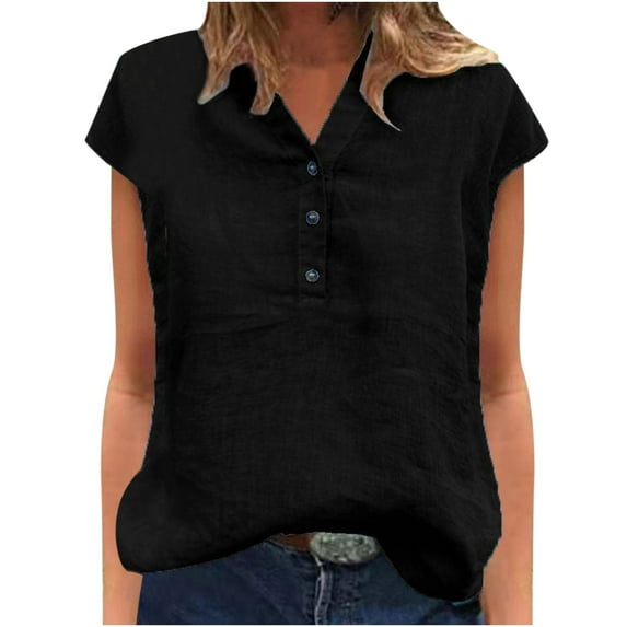 Brilliant Women Tops Women's V Neck Leisure Short Sleeve Solid Breathable Tops clothes under $10.00