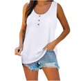 thumbnail image 1 of Brilliant Women Tops on Sale under $10 Women Solid Button Round-Neck Blouse Casual Loose Summer Sleeveless Tank Clearance, 1 of 7