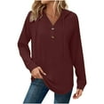 thumbnail image 1 of Rutainlusire Women's Fashionable Casual Long Sleeved Buttoned Hooded Comfy Sweatshirts Hoodies Fall Winter, 1 of 4