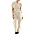 thumbnail image 1 of Rutainlusire Women's Jumpsuit Short Sleeve Summer Casual Wrinkled Waist Zipper Lapel Jumpsuit Pants, 1 of 6
