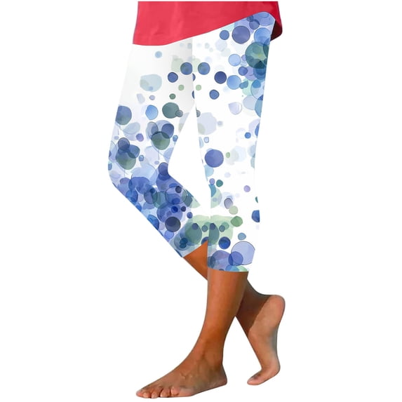 Rutainlusire Women's Pants Floral Print High Waisted Capri Leggings Women's Summer High Waisted Printing Capris Matching Slim Fitting Yoga Gym Pants