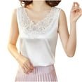 thumbnail image 1 of Rutainlusire Women's Plus Size Lace Tank Tops Summer Solid Color Comfortable Temperament Commuting Lace Sleeveless V-Neck Tops, 1 of 6
