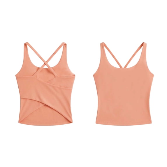 Rutainlusire Women's Solid Color Crisscross Back Sleeveless Tank Tops Women's Solid Sleeveless Workout Tank Tops Crisscross Back Front Yoga Gym Tops