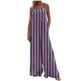 thumbnail image 1 of Rutainlusire Women's Striped Jumpsuits with Pockets Sleeveless Loose Fit Fashion Wide Leg Trousers, 1 of 7