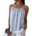 thumbnail image 1 of Rutainlusire Women's Tops Trendy Loose Fit Ruched Cami Tank Top Women's Fashionable Multi-color Camisole Linen Adjustable Sleeveless Top, 1 of 5