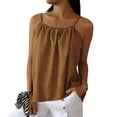 thumbnail image 1 of Rutainlusire Women's Tops Trendy Loose Fit Ruched Cami Tank Top Women's Fashionable Multi-color Camisole Linen Adjustable Sleeveless Top, 1 of 5