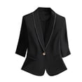 thumbnail image 1 of Rutainlusire Womens Blazers Lapel Suit Jacket Womens Fall Casual Trendy Blazers Women's Fashion Casual Solid Color Pocket Turndown Collar 3/4 Sleeve Blouse Blazer, 1 of 5