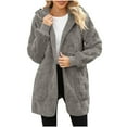 thumbnail image 1 of Rutainlusire Womens Casual Warm Fleece Plaid Comfy Jackets Women's Long-sleeved Hooded Plaid Fleece Pocket Casual Jacket, 1 of 4