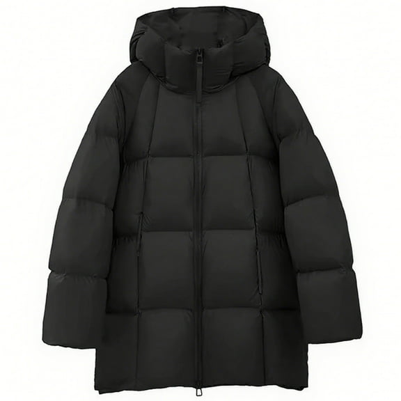 Rutainlusire Womens Casual Warm Thickened Cotton Jacket Puffer Jackets 2025 Winter Women's Fashion Solid Color Casual Zipper Stand Sports Long Sleeve Parkas