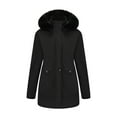 thumbnail image 1 of Rutainlusire Womens Comfy Coat Jacket Women's Solid Color Pocket Parka Outwear Waterproof And Windproof Outdoors Long Sleeved Hooded Jacket, 1 of 4