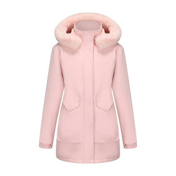 Rutainlusire Womens Comfy Coat Jacket Women's Solid Color Pocket Parka Outwear Waterproof And Windproof Outdoors Long Sleeved Hooded Jacket