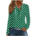 thumbnail image 1 of Rutainlusire Womens Comfy Polkadots Hoodies Ladies' Fashionable Casual Short Sleeved Round Neck Zipper Hooded Thin Hoodie T-shirt, 1 of 5