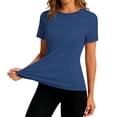 thumbnail image 1 of Rutainlusire Womens Crew Neck Slim Fit Short Sleeve Tops Ladies Soft Stretch Casual Sports Yoga Daily Pullover Tops, 1 of 5