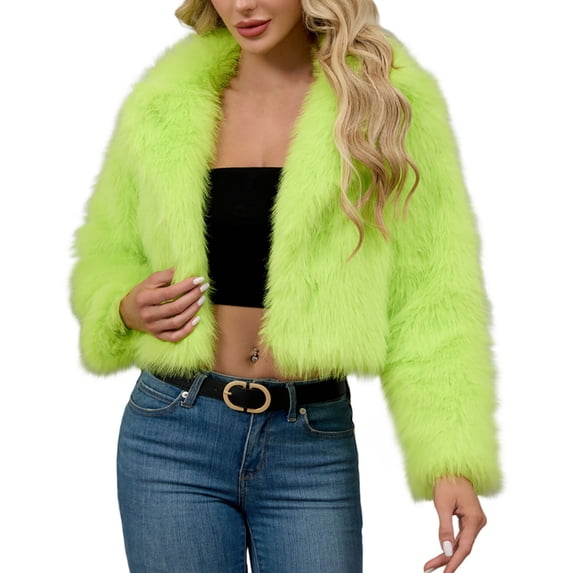 Rutainlusire Womens Cropped Fleece Jacketsd Zip Up Drawstring Waist Color Block Tops Warm Fuzzy Coats