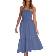 sachin and babi light blue dress Strapless Beach Maxi Dress for Women Fashion Spring Summer New Women Casual  Solid Corset Waist Dress Women Long White Dress Buy cheaply on Joom