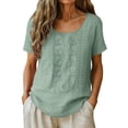 thumbnail image 1 of Rutainlusire Womens Embroidered Round Neck Short Sleeve Tops Loose Fit Soft Casual Summer Tops for Women, 1 of 6