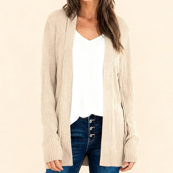Rutainlusire Womens Fashion Casual Loose Cardigan Sweater Jackets 2025 Fall Winter Women's Solid Color Button Front Knit Cardigan With Pockets