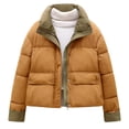 thumbnail image 1 of Rutainlusire Womens Fashion Casual Solid Color Warm Puffer Jackets 2025 Fall Winter Women's Casual Winter Thickened Stand-up Collar Short Long-sleeved Coat, 1 of 6