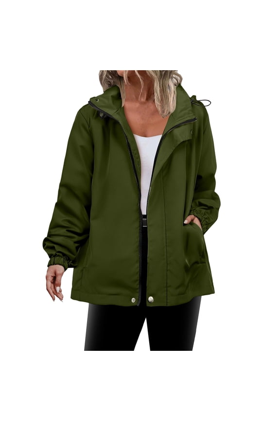 Womens Fashion Casual Sports Windbreaker with Hood Jackets Men's Solid Color Outdoor Water Proofing Climb Sport Run Pocket Zipper Long Sleeved Hooded