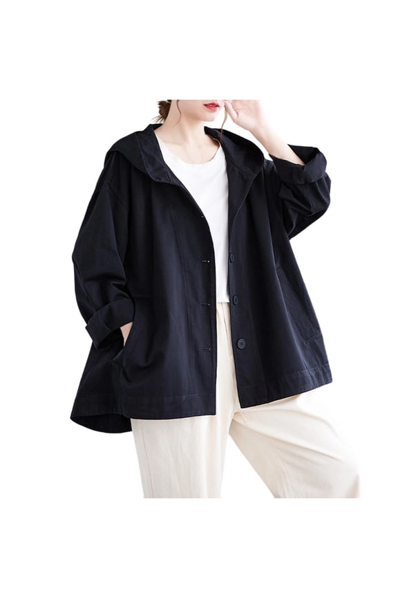 Womens Fashion Comfy Loose Jackets HOODED JACKET