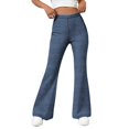 thumbnail image 1 of Rutainlusire Womens Fashion Flared Leg Comfy Elastic Denim Pants 2025 Women's Slightly Flared Casual Wide-Leg Denim Pants With Pockets And Stretch, 1 of 5