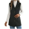 thumbnail image 1 of Rutainlusire Womens Fashion Lapel Sleeveless Coat Jacket Vest 2025 Women's Casual Solid Color Fall/Winter Button Turndown Collar Blouse Outwear Jackets, 1 of 5