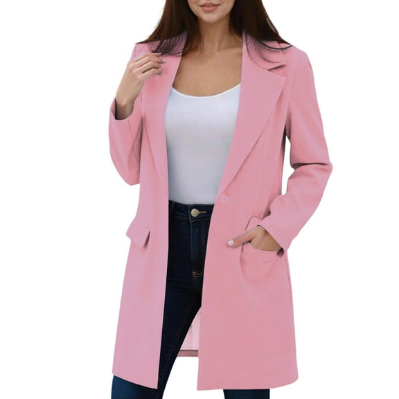 Rutainlusire Womens Fashion Trendy Casual Warm Coat Jackets 2025 Fall Winter Women Business Attire Solid Color Long Sleeve Breasted Cardigan Suit Coat Top