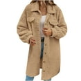 thumbnail image 1 of Rutainlusire Womens Fashion Warm Fleece Coat Jackets Fall Winter Women Lapel Casual Long Sleeve Button Long Coat Tops Blouse Coat Outwear, 1 of 5