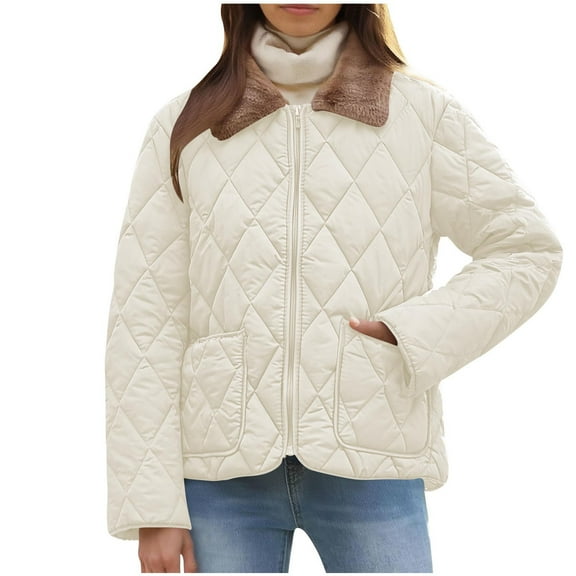 Rutainlusire Womens Fashion Warm Fleece Lapel Comfy Quilted Jackets 2025 Winter Women‘s Casual Oversize Solid Color Fall/Winter Long Sleeved Top Blouse Cardigan