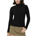 thumbnail image 1 of Rutainlusire Womens Fashion Warm High Neck Comfy Sweaters Women's Turtleneck Sweater Long-sleeved RibbedKknit Slim Warm Base Layer, 1 of 6