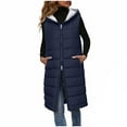 thumbnail image 1 of Rutainlusire Womens Fashion Warm Hooded Sleeveless Jackets 2025 Women's Casual Winter Long Puffer Two-way Zipper Sleeveless Puffy Jackets Coat With Pockets, 1 of 6