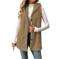 thumbnail image 1 of Rutainlusire Womens Fashion Warm Sleeveless Jackets Cardigan Vest 2025 Fall Winter Ladies' Winter Versatile Double-sided Fleece Sleeveless Hooded Jacket, 1 of 4