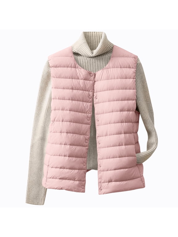 Womens Light-Weight Puffer Vest Womens Sleeves Jackets for Fall Winter Fashion Women Winter Warm Wadded Style Down Coat Tank Siolid Tops Jacket